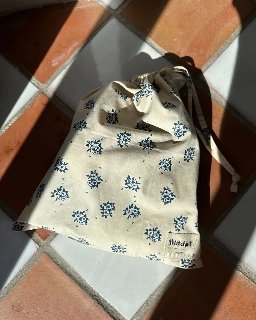 Knitter's String Bag - Midnight Blue Flower - Nordic Knit