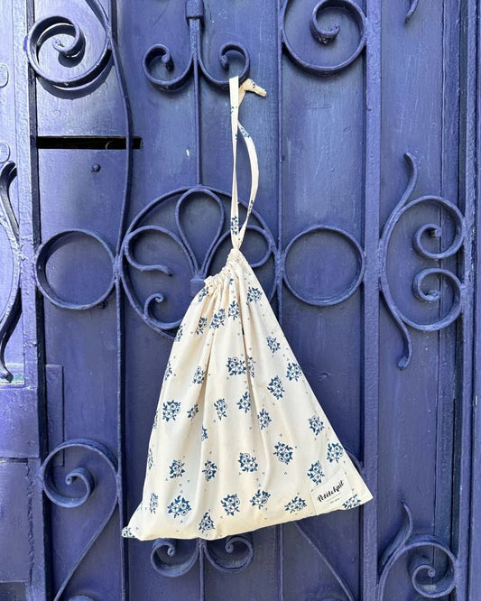 Knitter's String Bag - Midnight Blue Flower - Nordic Knit